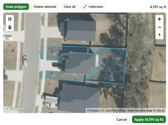 Property measurement — draw the property via satellite to get square footage